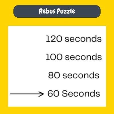 120 Seconds to 60 seconds with arrow | Rebus Puzzle Answer